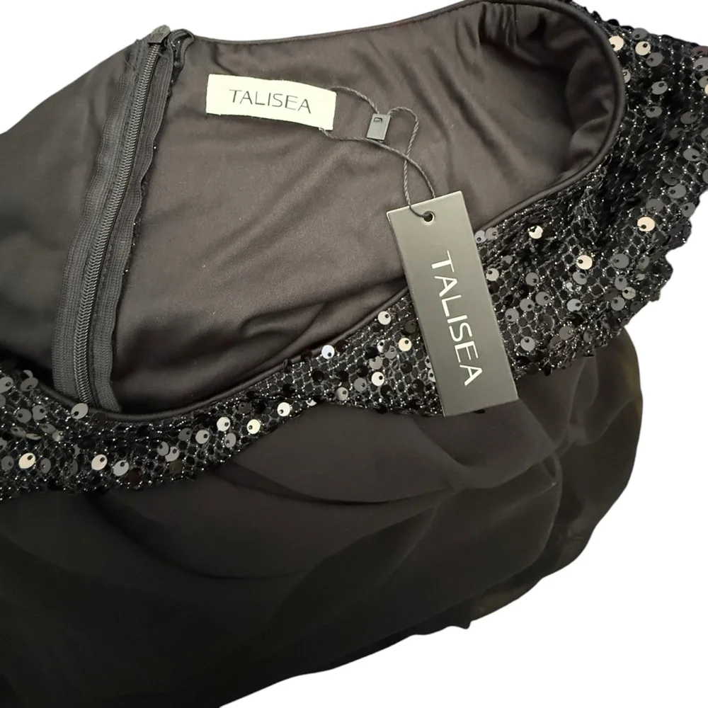 Talisea NWT Black Sequin Bodice Evening Gown Maxi Dress Size 18W - Picture 5 of 6
